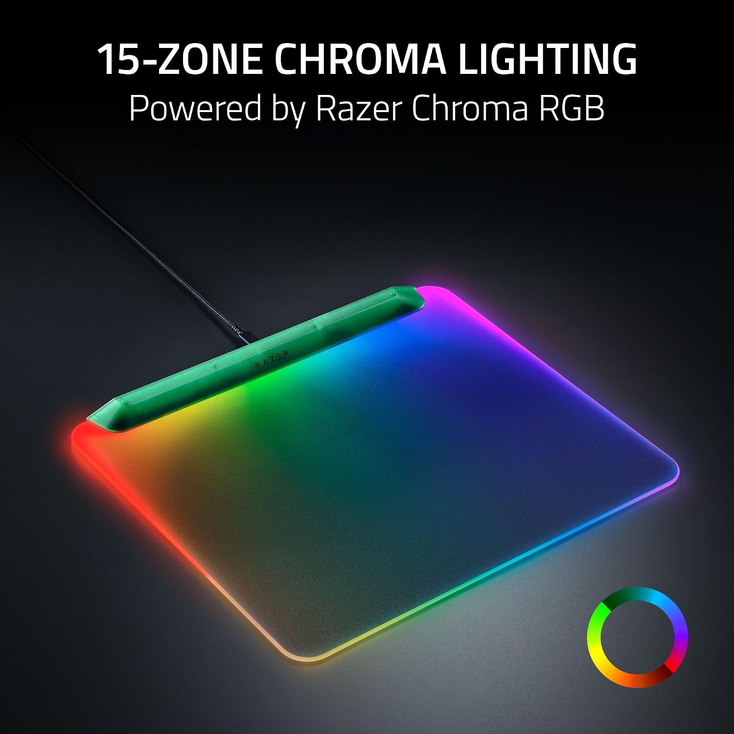 Razer Firefly V2 Pro Fully Illuminated RGB Gaming Mouse Mat: Backlit Design - 15 Zone Chroma Lighting - USB 2.0 Port - Detachable USB Type C Cable - Micro Textured Surface - Anti Slip Base