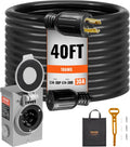 VEVOR 30 Amp Generator Cord and Power Inlet Box Kit, 40 FT Generator Extension Cord NEMA L14-30P/L14-30R STW 10 AWG with Twist Lock Connector, Pre-Drilled Inlet Box, ETL Listed