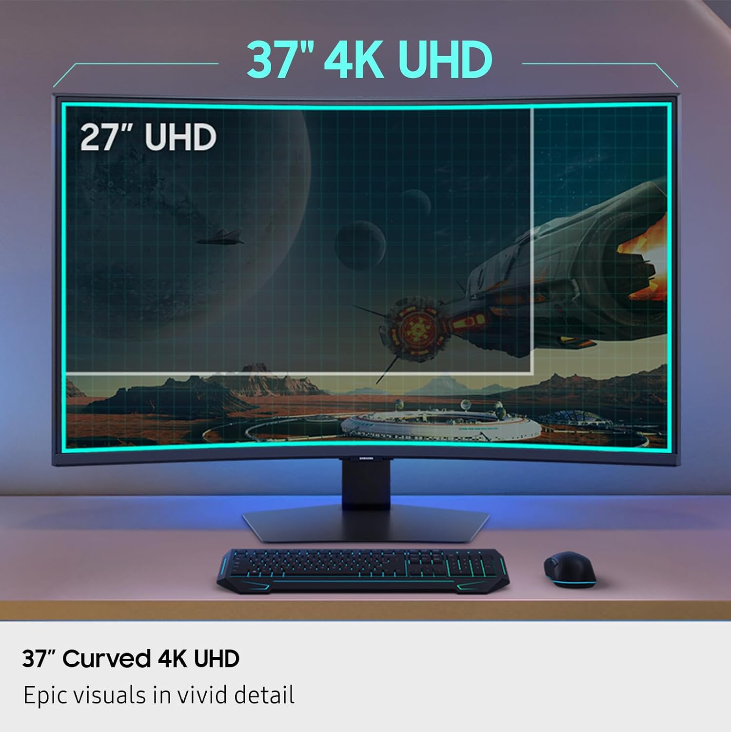 Samsung 37' Odyssey G7 (G75F) 4K UHD Resolution, 165Hz, Curved Gaming Monitor, 1ms Response Time (GtG), VESA DisplayHDR™ 600, AMD FreeSync™ Premium Pro, LS37FG75DENXZA, 2025