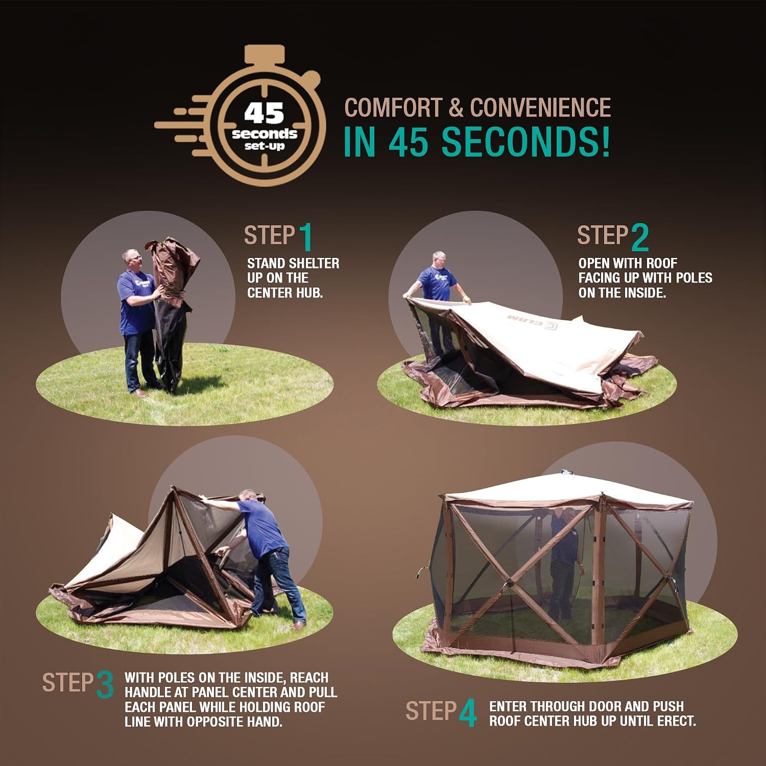 CLAM Quick-Set Pop Up Screen Tent, Venture, 9 x 9 ft, Instant Setup Green Portable Outdoor Gazebo Canopy Shelter, Compact Bug-Free Camping Tent for Backyard, Beach, Tailgating - Green
