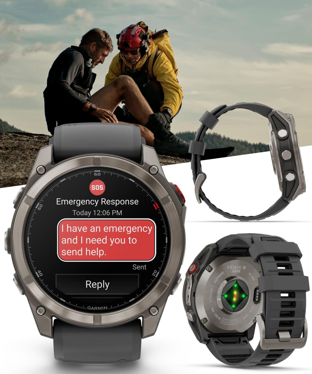 Garmin Fenix 8 Pro 51mm AMOLED Sapphire Premium Connected Multisport GPS Smartwatch, inReach Technology, Titanium with Graphite Silicone Band w/White Earbuds Bundle