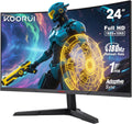 KOORUI 24 Inch Curved Gaming Monitor 180Hz 1ms,FHD 1080p 1500R Curved Display with Adaptive Sync,99% sRGB,HDR10,Eye Care,VESA Compatible,HDMI2.0X2 &DP1.2,Tilt Adjustable,Black