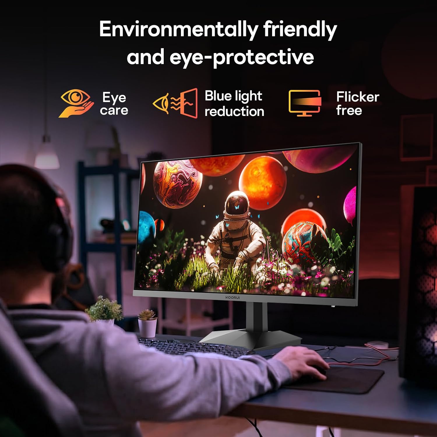 KOORUI 27 inch QHD Gaming Monitor 260hz/240hz, 1440p,HDR400,Fast IPS,2560X1440, 1ms, VESA Mountable, Adaptive Sync, HDMI & DP, 120% sRGB, Eye-Cared, G2721X