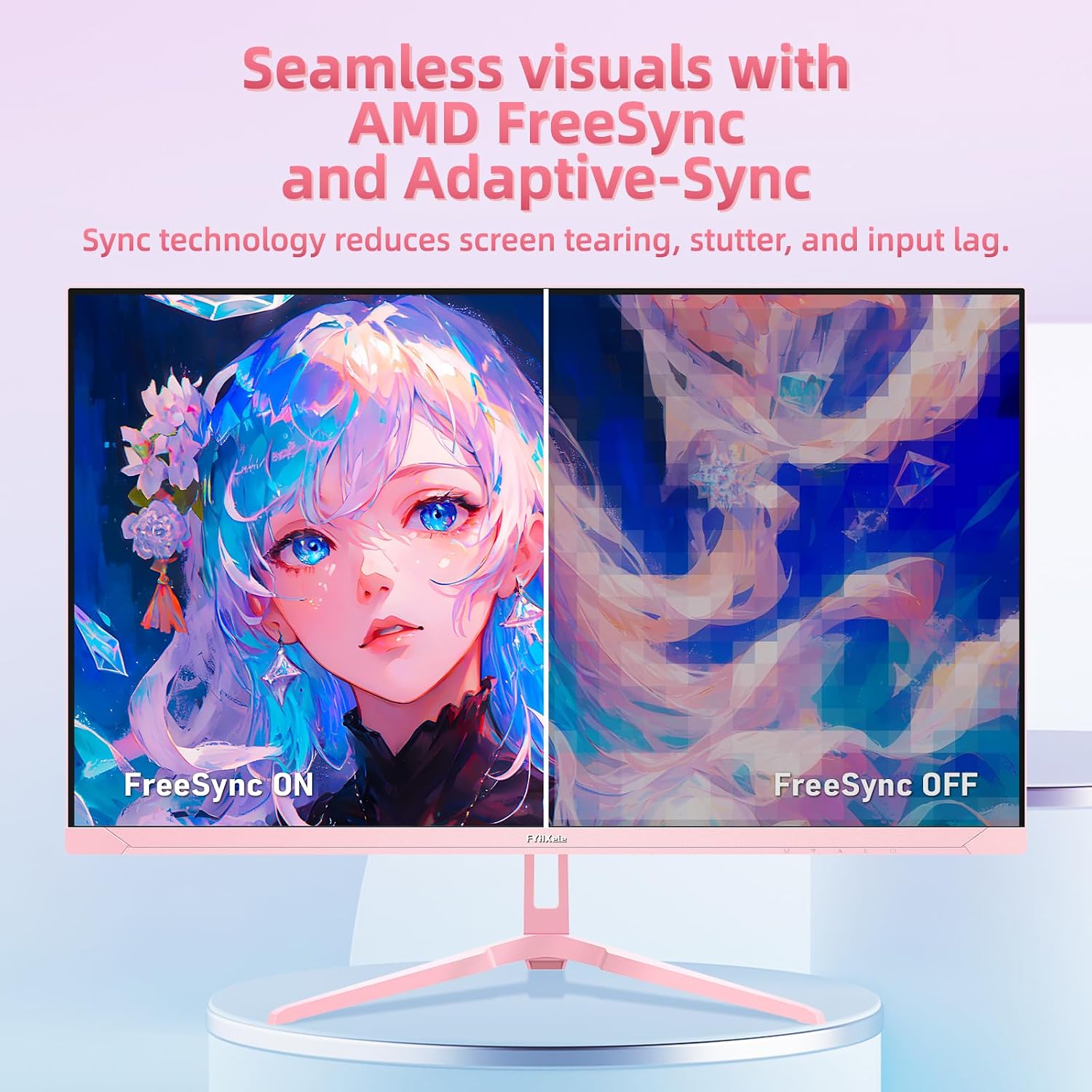 FYHXele 24 inch 200Hz Gaming Monitor, FHD 1080P Fast IPS PC Gaming Monitor, 1ms, freesync, 99% sRGB, USB/DisplayPort/HDMI/Eye Care/VESA Mountable-Pink