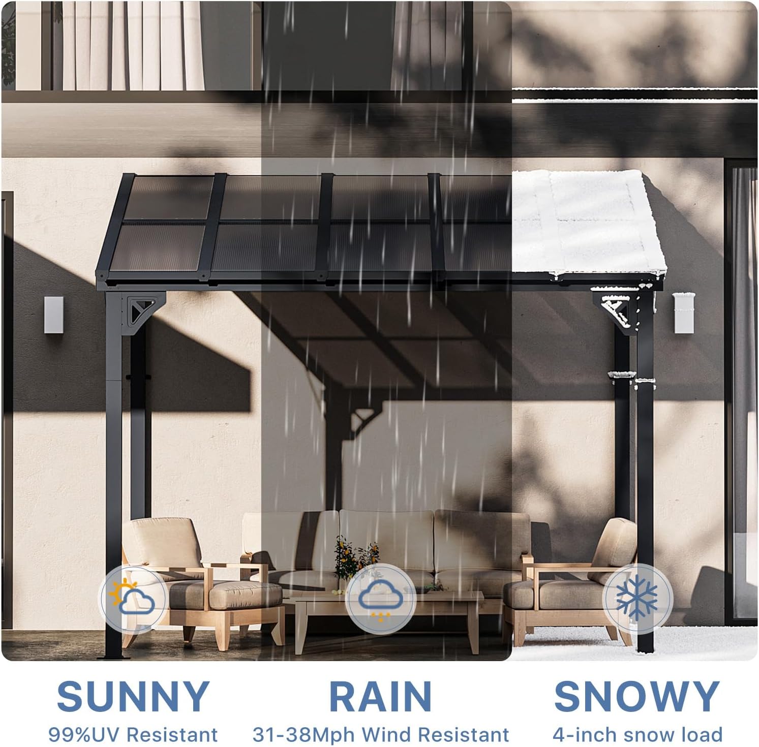 10' x 12' Gazebo for Patio, Gazebo Pergola with Sloped Roof, Large Wall-Mounted Heavy Duty Awnings, for Backyard, Deck, Patio