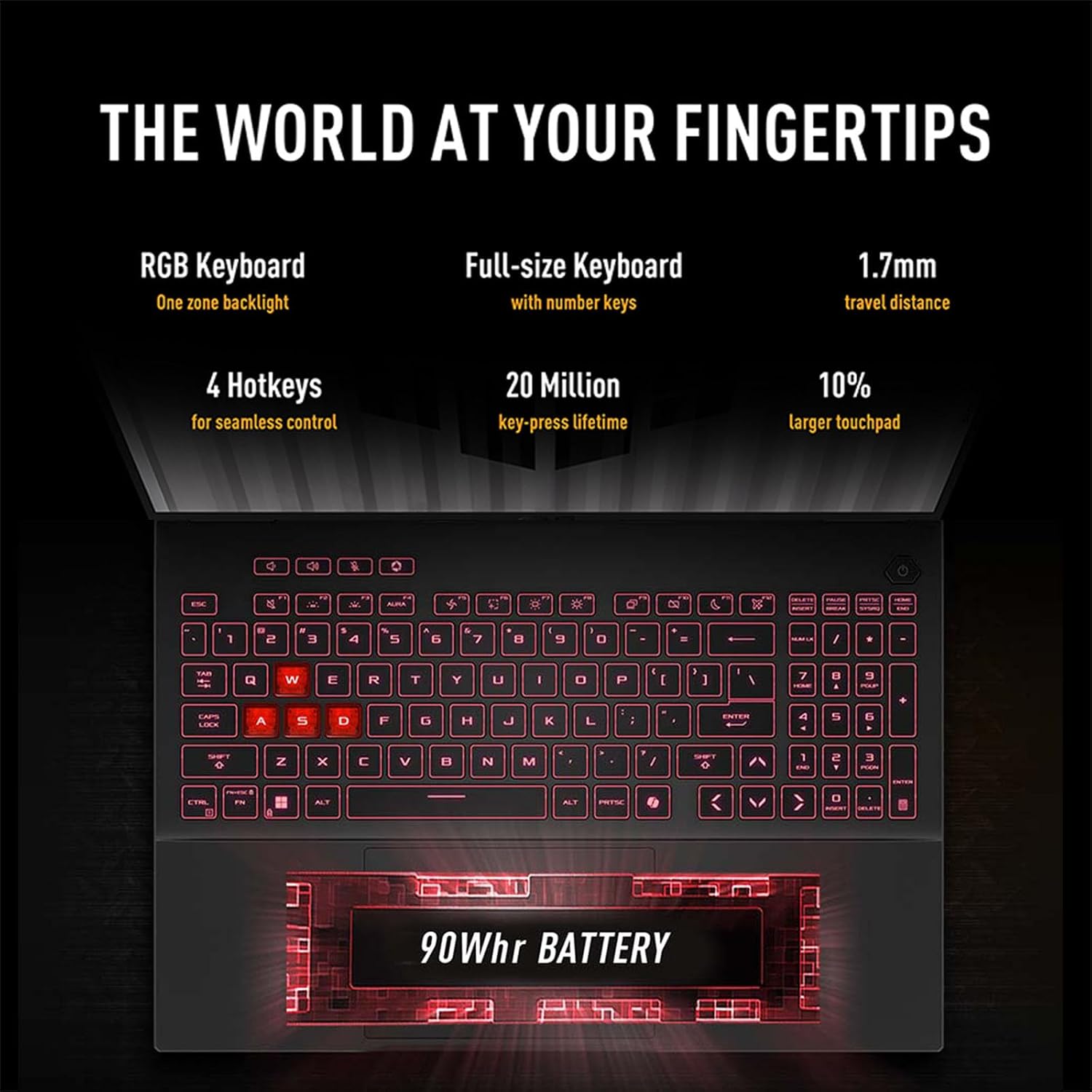 ASUS TUF Gaming Laptop A18 inch - AMD Ryzen 7 260 Beat i9-13905H - 32GB RAM| 2TB SSD -NVIDIA RTX 5060-18' WUXGA Display 144Hz - RGB Backlit Keyboard - USB Type-C - FHD Camera - HDMI Cable
