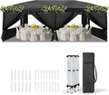 VINGLI 10x20 ft Pop Up Canopy Tent with 6 Sidewalls with Carry Bag, Outdoor Canopy Patio Event Tent Commercial Canopy(Black)