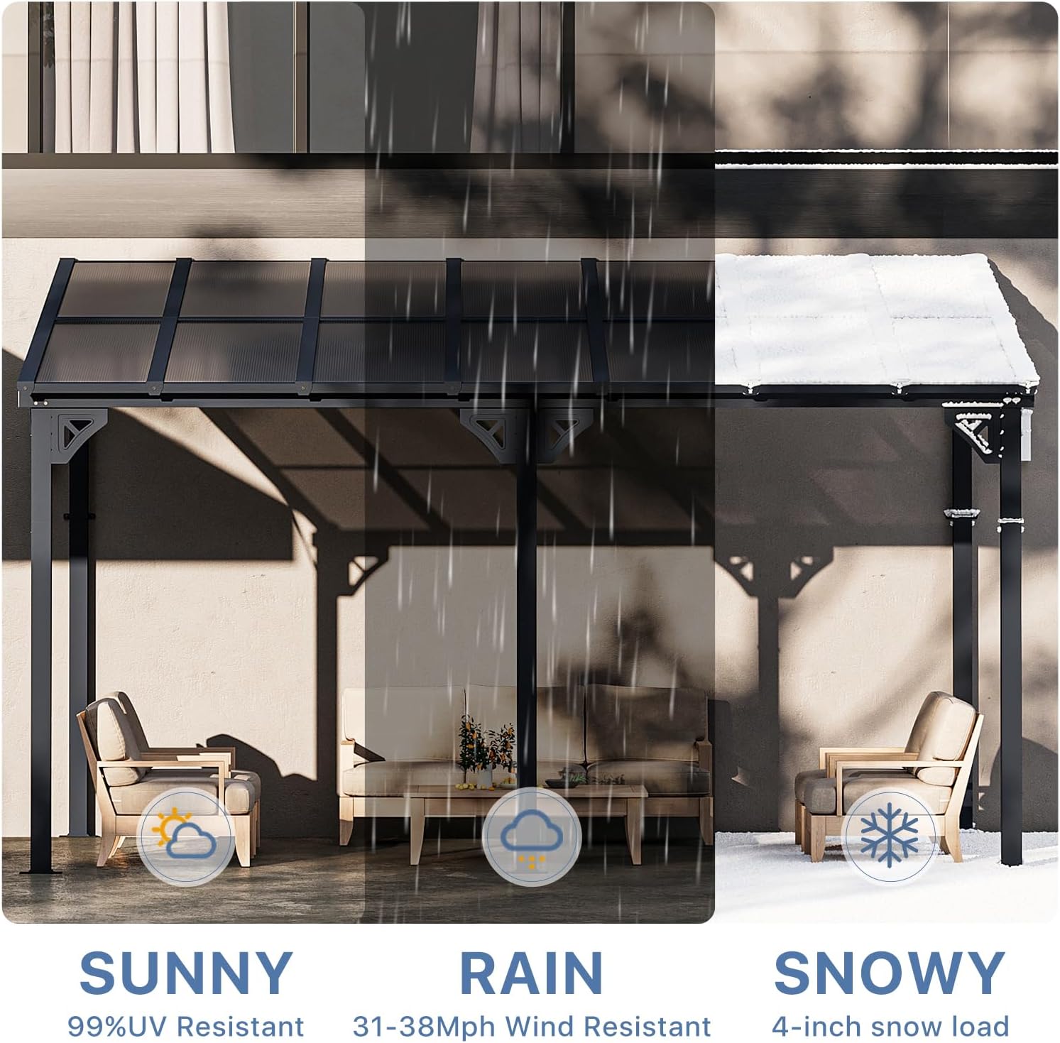 10' x 14' Gazebo for Patio, Gazebo Pergola with Sloped Roof, Large Wall-Mounted Heavy Duty Awnings, for Backyard, Deck, Patio