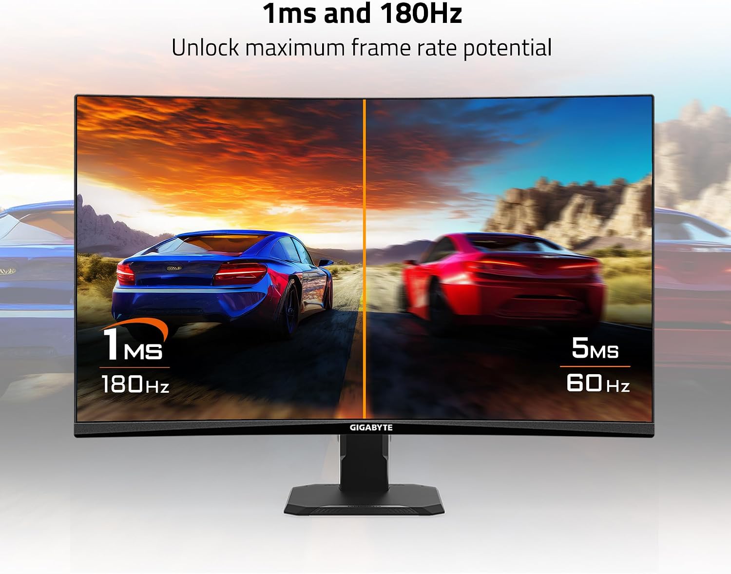 GIGABYTE GS27FC 27' 180Hz 1080P Gaming Monitor, 1920 x 1080 VA 1500R Display, 1ms (MPRT) Response Time, HDR Ready, FreeSync Premium, 1x Display Port 1.4, 2X HDMI 2.0 (GS27FC US)