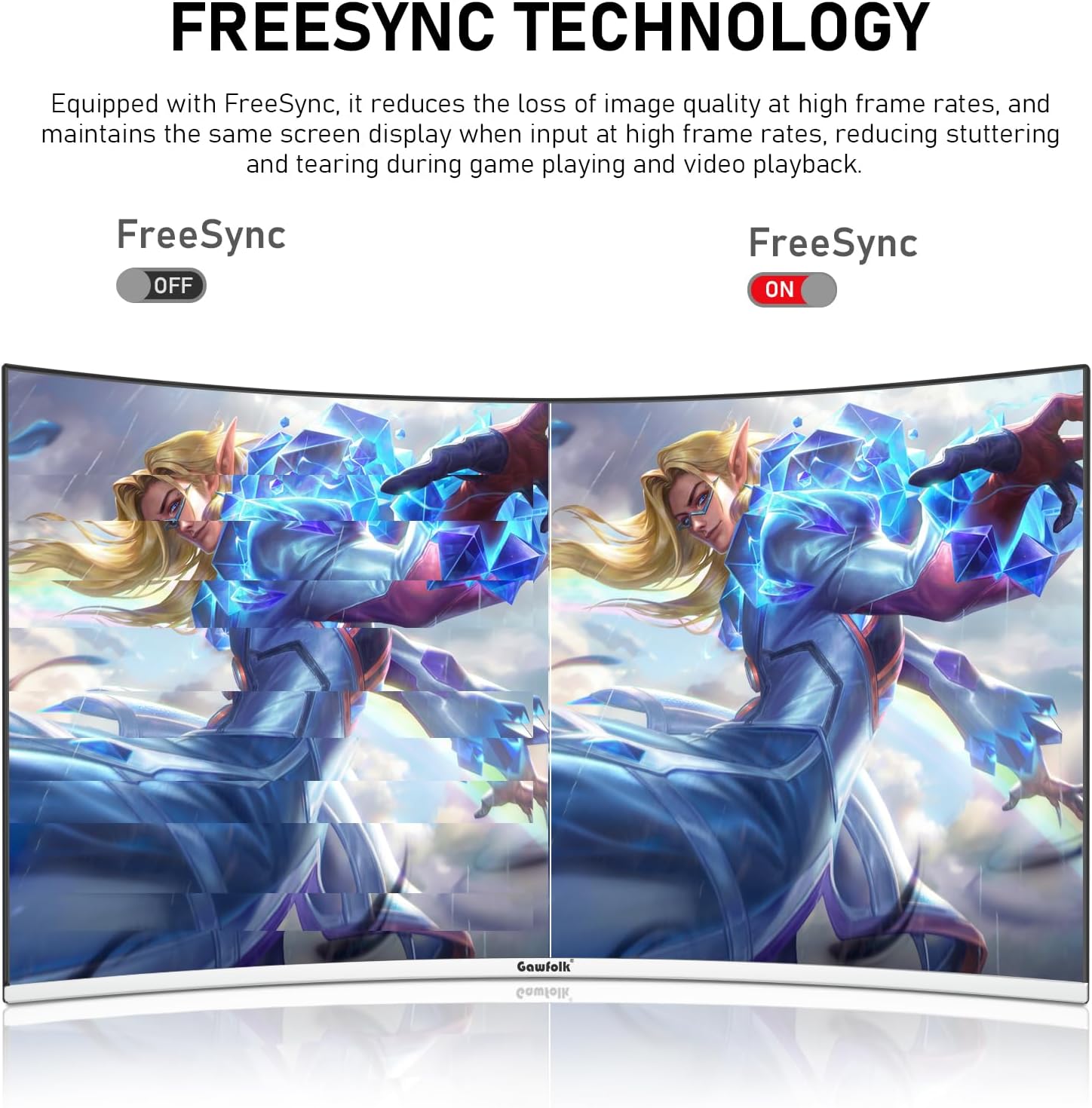 Gawfolk 27 Inch PC Computer Screen,1800R Curved Gaming 180Hz Monitors, FHD1080p 1ms Without Bezel, freesync, 98% sRGB,178 ° Angle View HDMI DisplayPort, Compatible with Wall-Mounted100*100MM-White