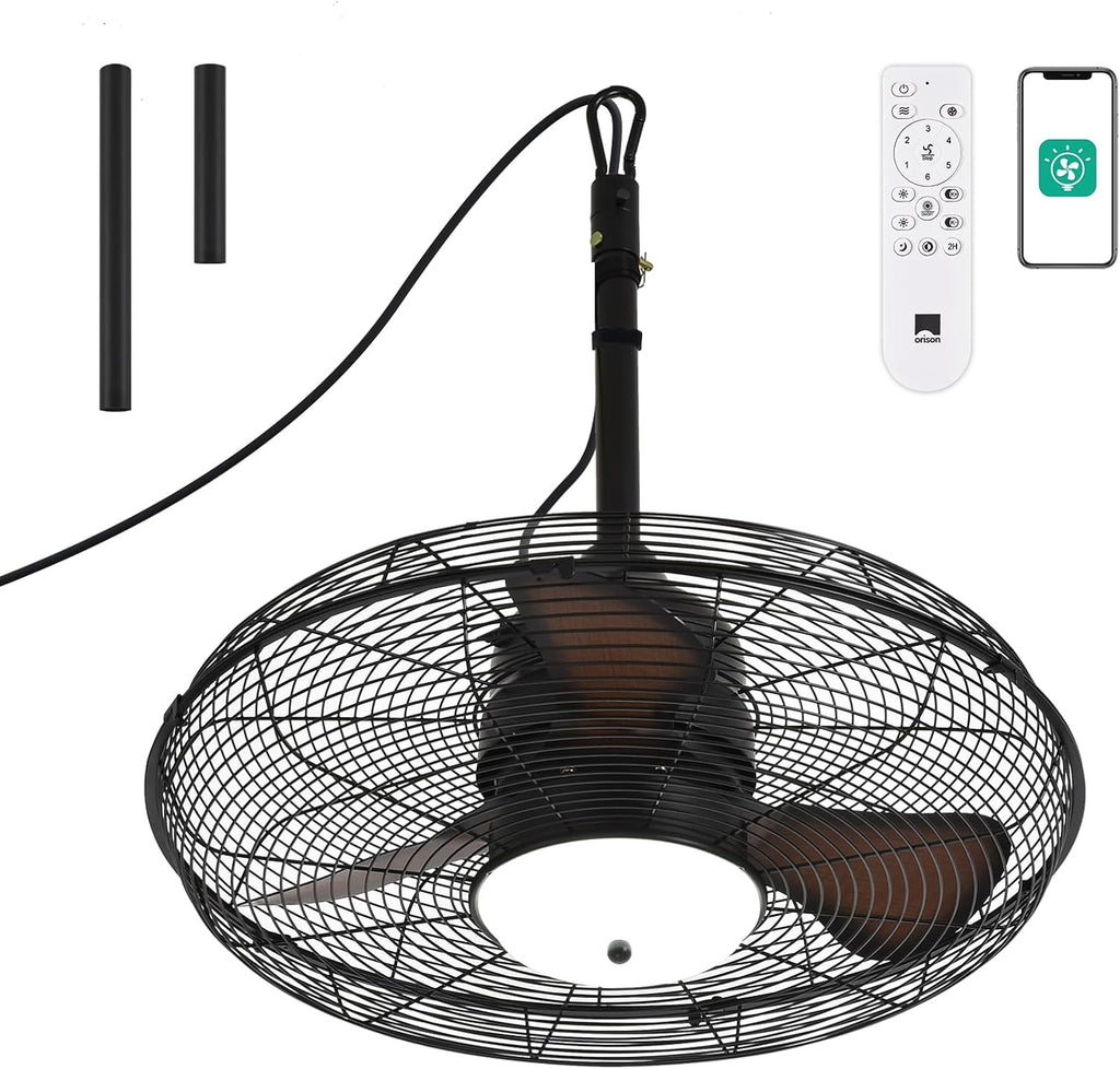 Orison 21'' Outdoor Ceiling Fan with Light, Waterproof Plug-in Gazebo Fan, Wet Rated Hanging Fan for Patio with Remote and App Control