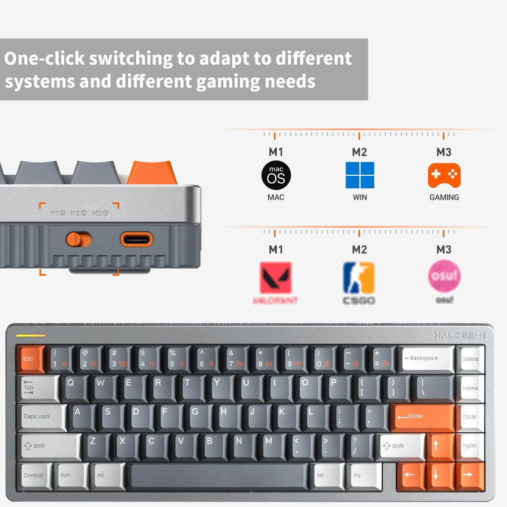nuphy Halo65 HE Rapid Trigger Gaming Keyboard, 65% Layout 67 Keys Wired Magnetic Switches Keyboard, Hall Effect Keyboard, Hyper-Fast Adjustable Actuation, RGB Hot-swappable, 8K Hz Polling Rate