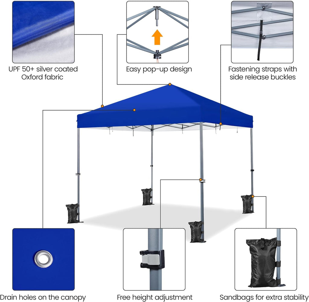 Yaheetech 12x12 Pop Up Canopy Easy Set-up Tent, Portable Outdoor Canopy Instant Tent, Commercial Gazebo with Wheeled Carry Bag & 4 Sandbags for Home, Party & Outdoor Activities, Blue