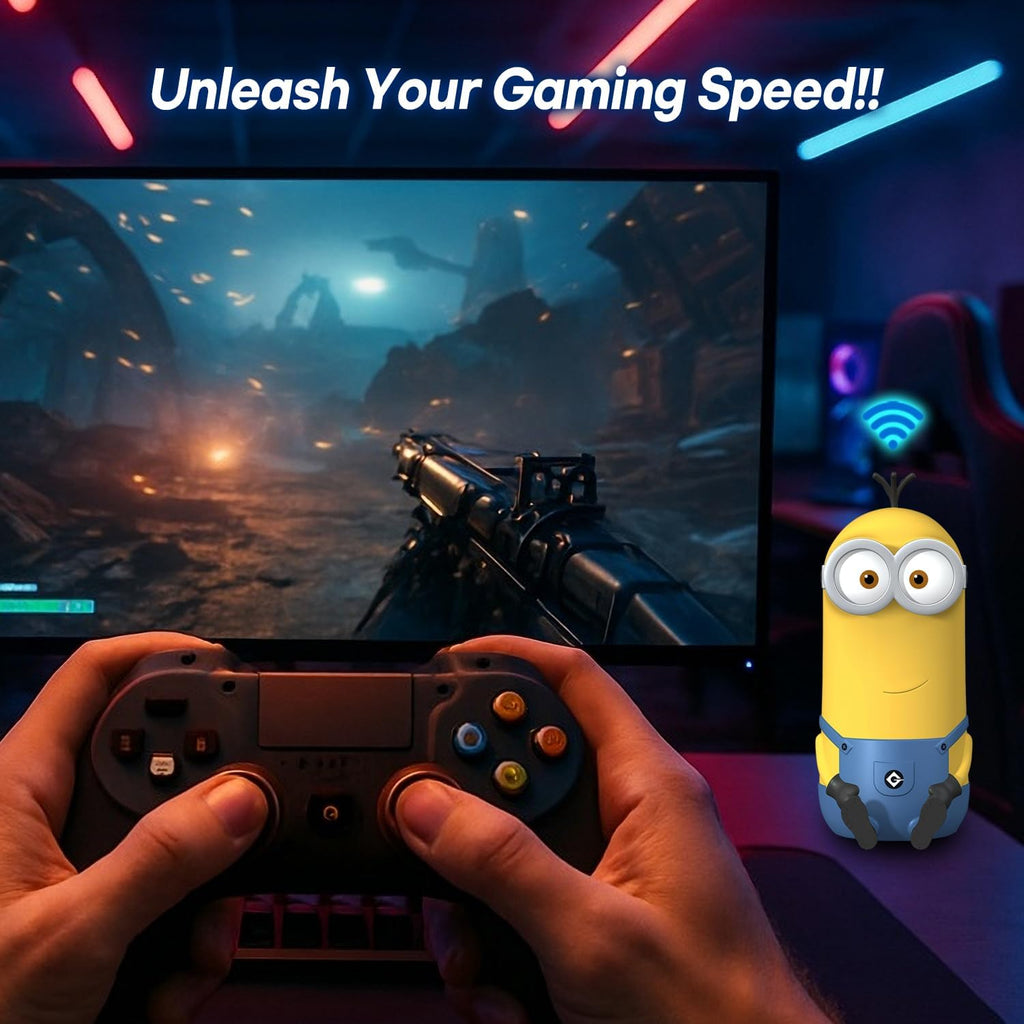 Davolink Minions Series WiFi 6 / 6E Gaming Router WiFi Extender Dual & Tri-Band Gigabit Wireless Internet Mesh System Fast 8K Streaming Low Latency WPA3 Secure Home Wi-Fi (Kevin)