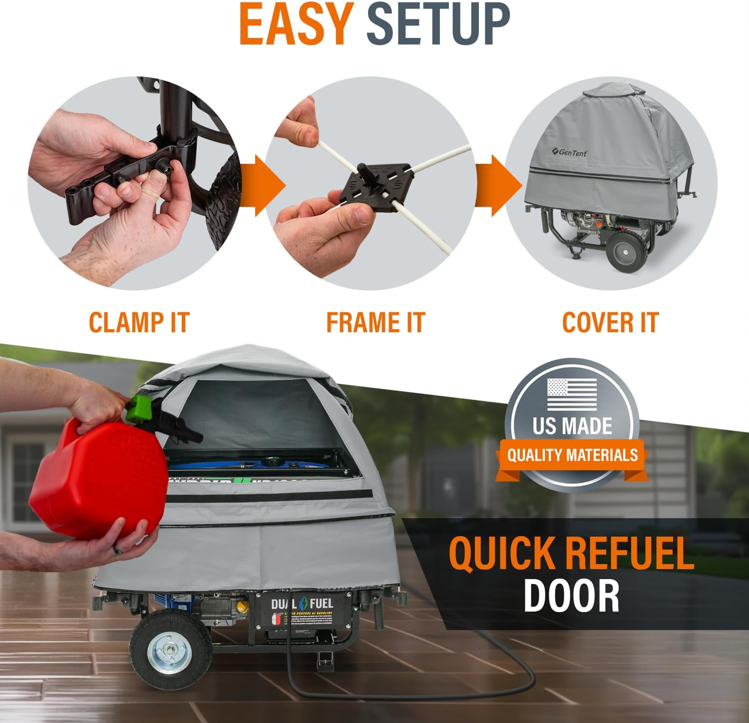GenTent Open Frame Running Cover - Universal Adapter Kit Generator Tent (Slate, Original - Standard)