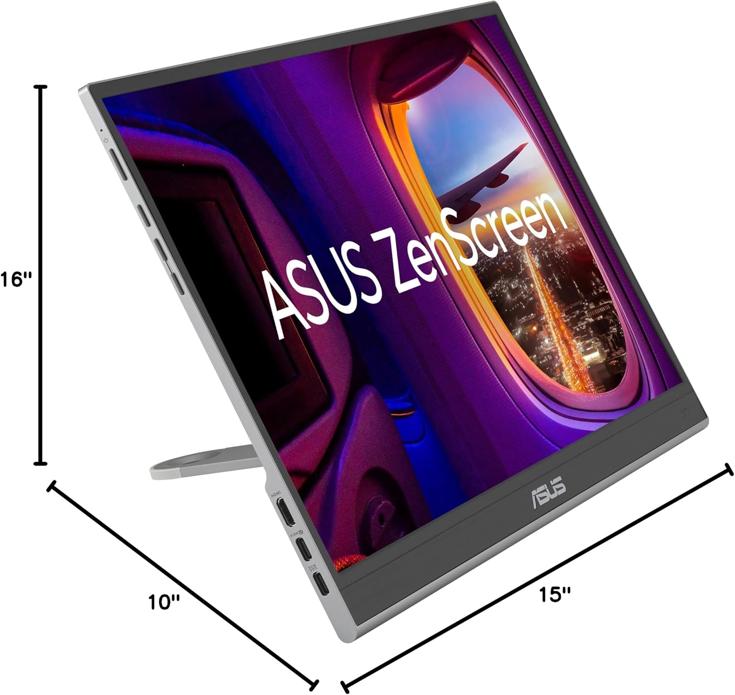 ASUS ZenScreen 16' OLED USB-C portable monitor (MQ16AHE) – Full HD, 100% DCI-P3, 1ms, HDR-10, Mini HDMI, Eye Care, Proximity Sensor, 360° kickstand, Compatible with Laptops, Smartphones, 3 yr warranty