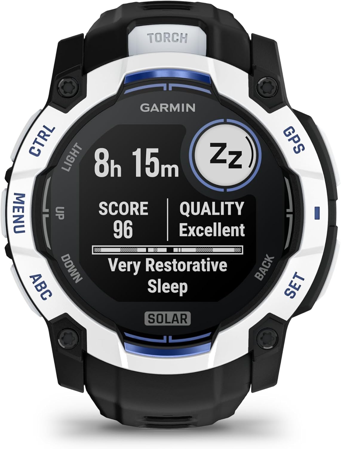 Garmin Instinct 3 Solar 50mm, Rugged Outdoor GPS Smartwatch, Built-in Flashlight, Health Tracking, Supernova Collection, Silicone Band | Black/Bolt Blue, Signature Series Mission-Ready Power Dock