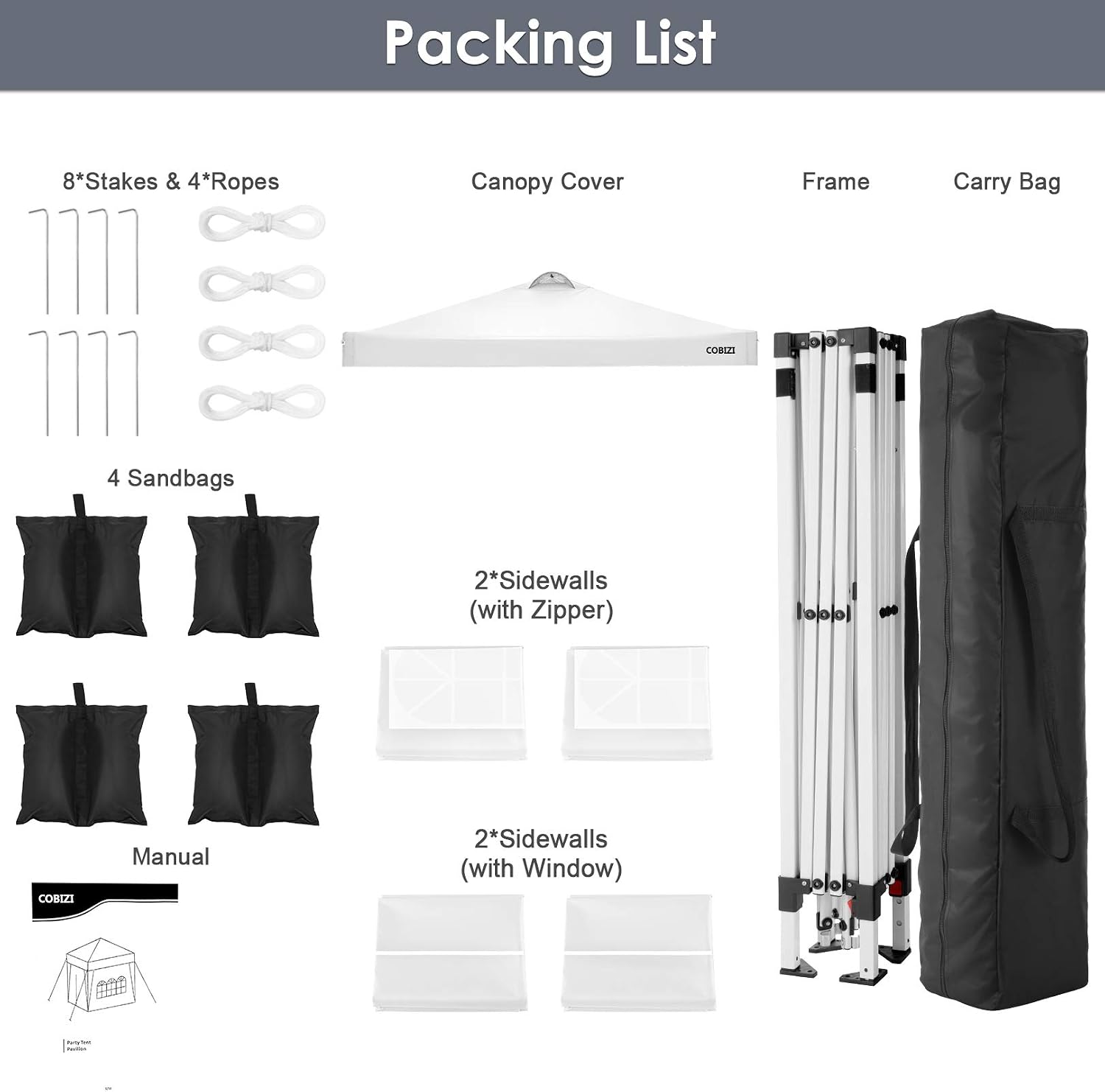 COBIZI Canopy 10'x10' Ez Up Canopy Waterproof Pop up Tent with 4 Removable Sidewalls, Commercial Instant Canopy with Air Vent, 4 Weight Bags, Carry Bag(10x10ft with 4 Sides & 4 Sandbags, Claret)