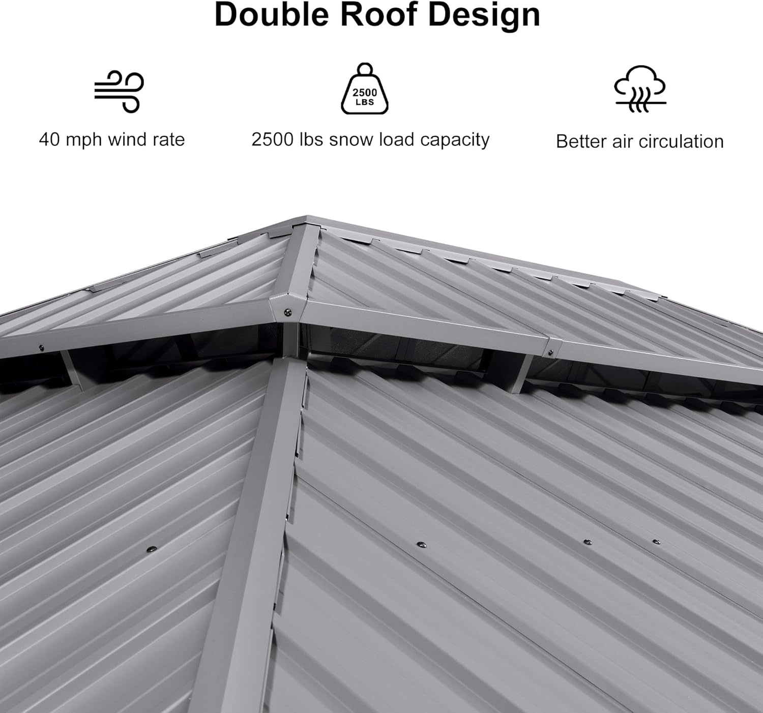 PURPLE LEAF 13' x 17' Hardtop Aluminum Gazebo with Double Metal Roof Heavy Duty Permanent Gazebo for Patio Deck Lawn Garden All Weather Outdoor Pavilion Gazebos, Light Grey
