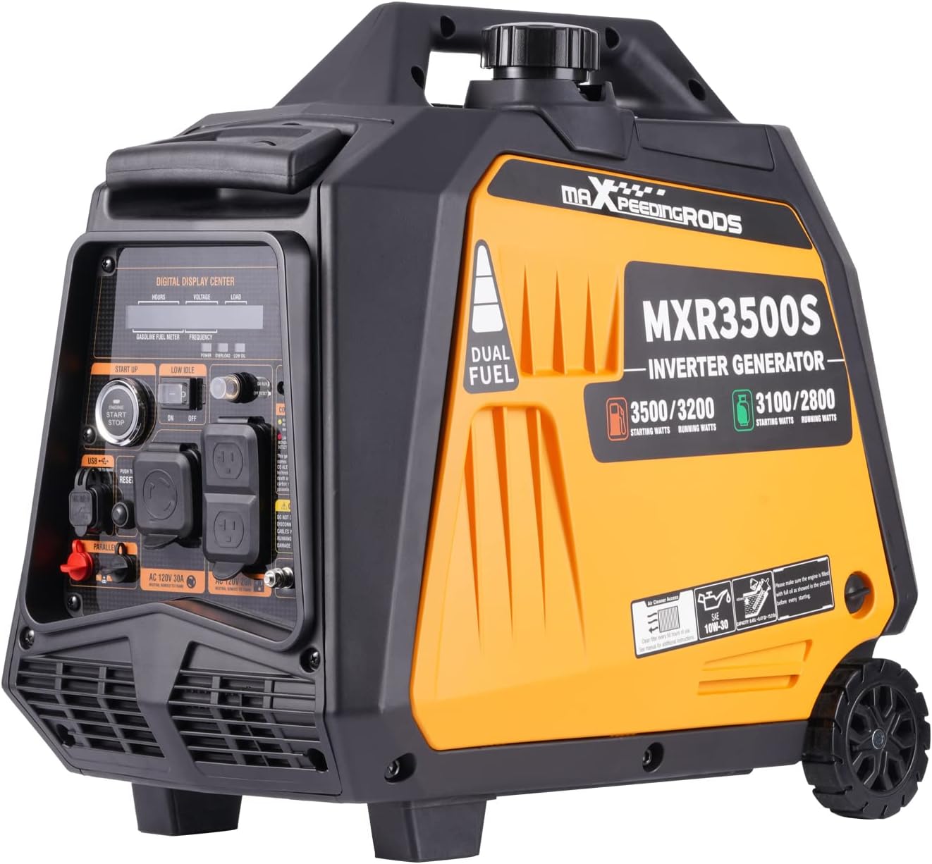 MaXpeedingrods 3500 Watt Dual Fuel Inverter Generator, Remote/Electric Start, Gas and Propane Powered for Home Backup Power, Outdoor Camping, RV Ready, EPA Compliant, Digital Display