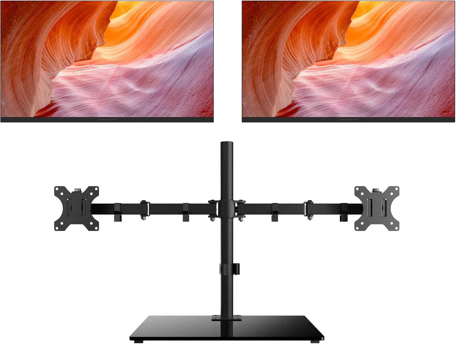 Packard Bell airFrame Dual Monitor Workstation – Two 21.5' Full HD Screens, VESA Mount, 1920x1080, 75Hz, Tilt Adjustable, HDMI/VGA, Slim Bezel – Ideal for Home, Office, Productivity & Light Gaming