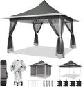 COBIZI 12x12 Pop up Canopy Gazebo on Clearance, Outdoor Canopy Tent with Mosquito Netting & Sandbags,Patio Portable Gazebo for Garden,Backyard & Lawn,Darkgrey