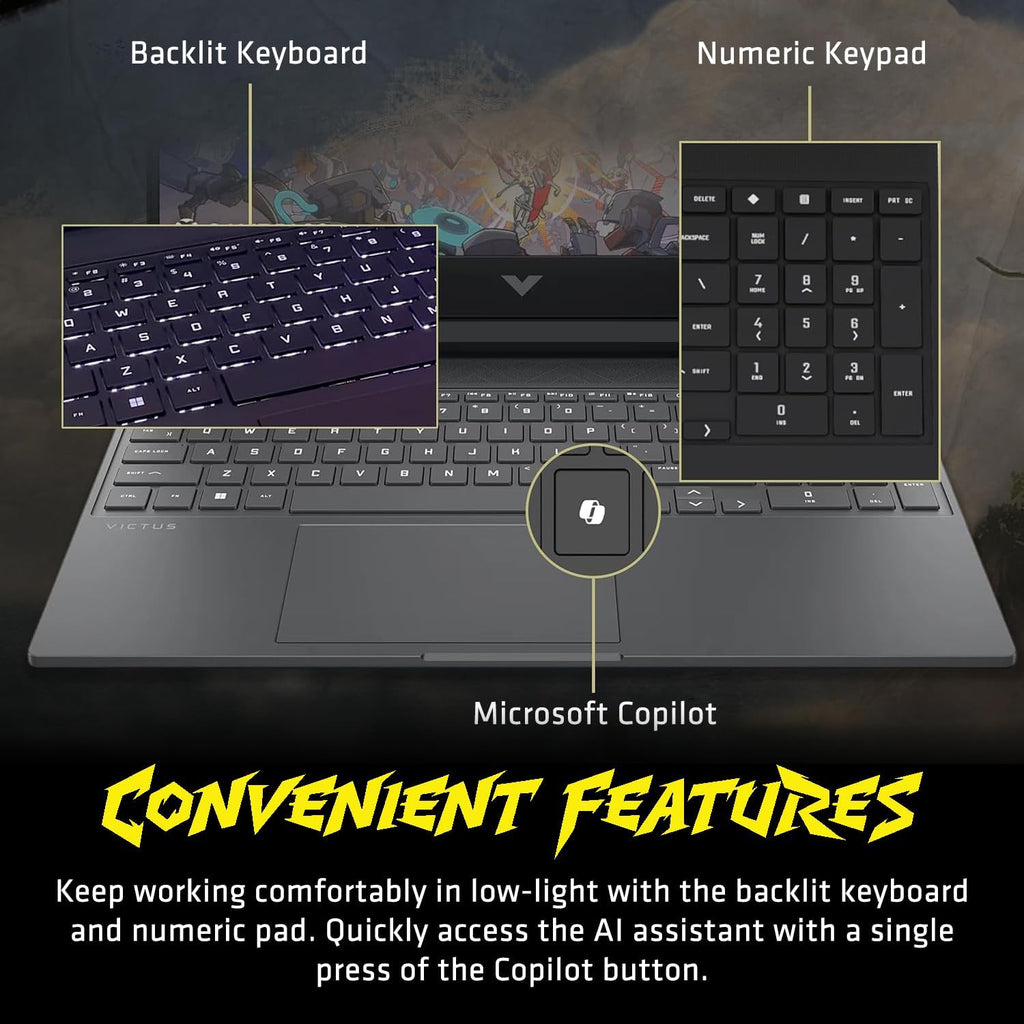 HP Victus 15.6' Gaming Laptop 144Hz 2025-2026 Business, AI Computer, Lifetime Office, Ryzen 7 7445HS, NVIDIA RTX 4050, 16GB RAM, 1TB Storage (512GB SSD+500GB Ext), Backlit KB, MarxsolAddon, Win 11 Pro