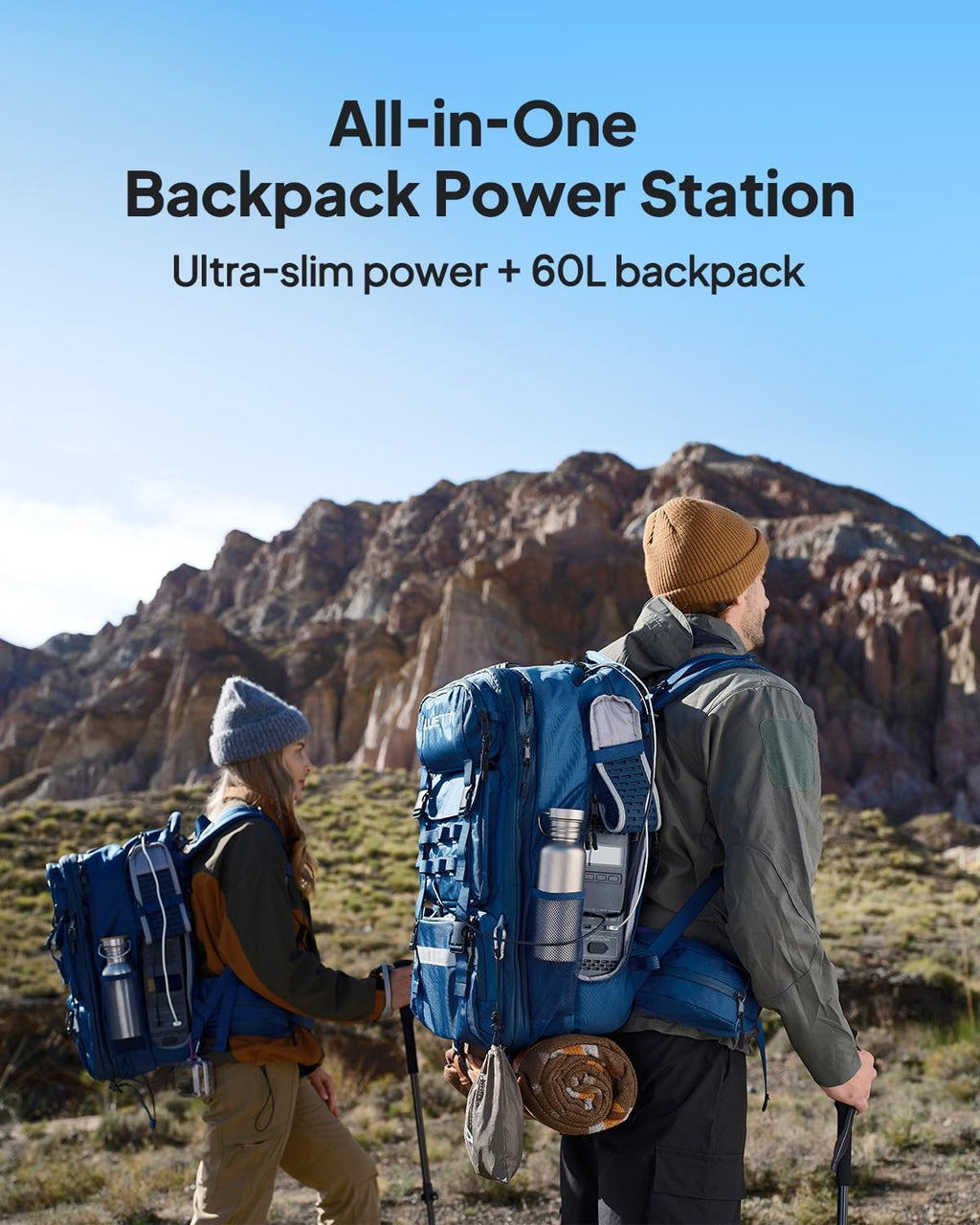 BLUETTI Handsfree 2 Backpack Solar Generator with 100W Solar Panel Included (Ships Separately), 512Wh 700W LFP Portable Power Station w/a 60L Backpack, All in One Solar System for Hiking, Photography