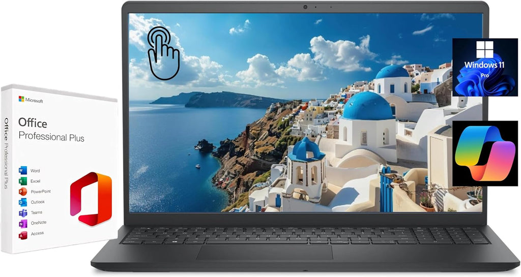 Dell 15.6' FHD Touchscreen Laptop, with Free Lifetime Microsoft Office, Intel Core i7-1355U, 32GB RAM, 1TB SSD, Intel UHD Graphics, Windows 11 Pro, Carbon Black