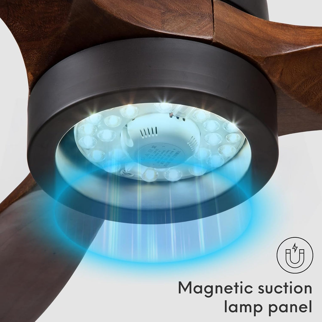 EKIZNSN 42' Waterproof Outdoor Ceiling Fan for Gazebo with Hook - Damp Rated Hanging Fan with Light