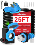 Marsflex 50 Amp Generator Cord and Power Inlet Box, 25FT 50 Amp Generator Cord, NEMA 14-50P / SS2-50R, for 125/250 Volt 12500 Watts, Weatherproof Outdoor Use with LED Power Indicator, ETL Listed