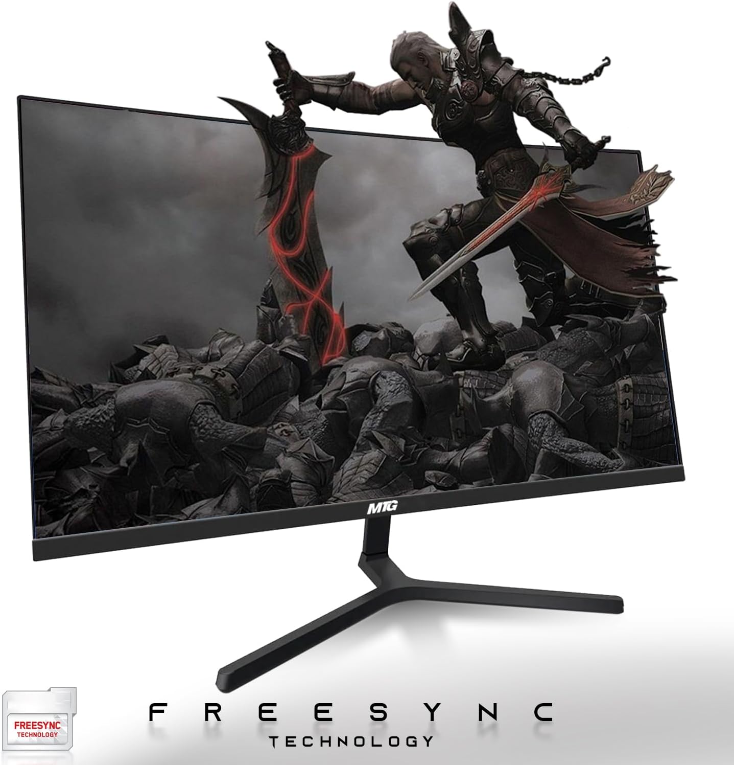 MTG 24' Curved Monitor Full HD 1080P Frameless Screen, HDMI DP USB Audio, Low Motion Blur, VESA Mount, Webcam with Wireless Keyboard Mouse & Soundbar, Computer Monitor for Gaming, Home and Office