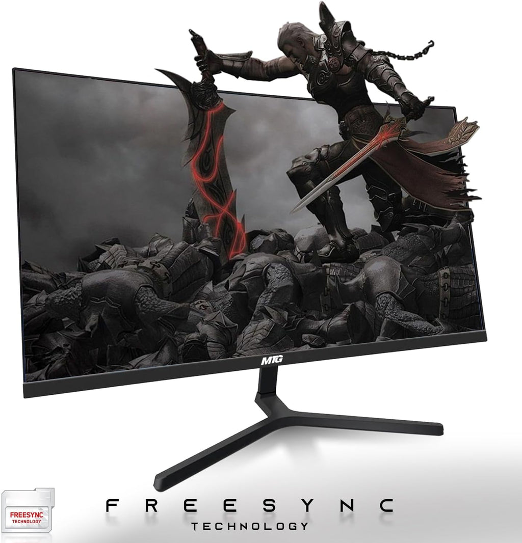 MTG Dual 24' Curved Monitor Full HD 1080P Frameless Screen, HDMI DP USB Audio, Low Motion Blur, VESA Mount, RGB Keyboard Mouse Combo, Computer Monitor for Gaming, Home and Office