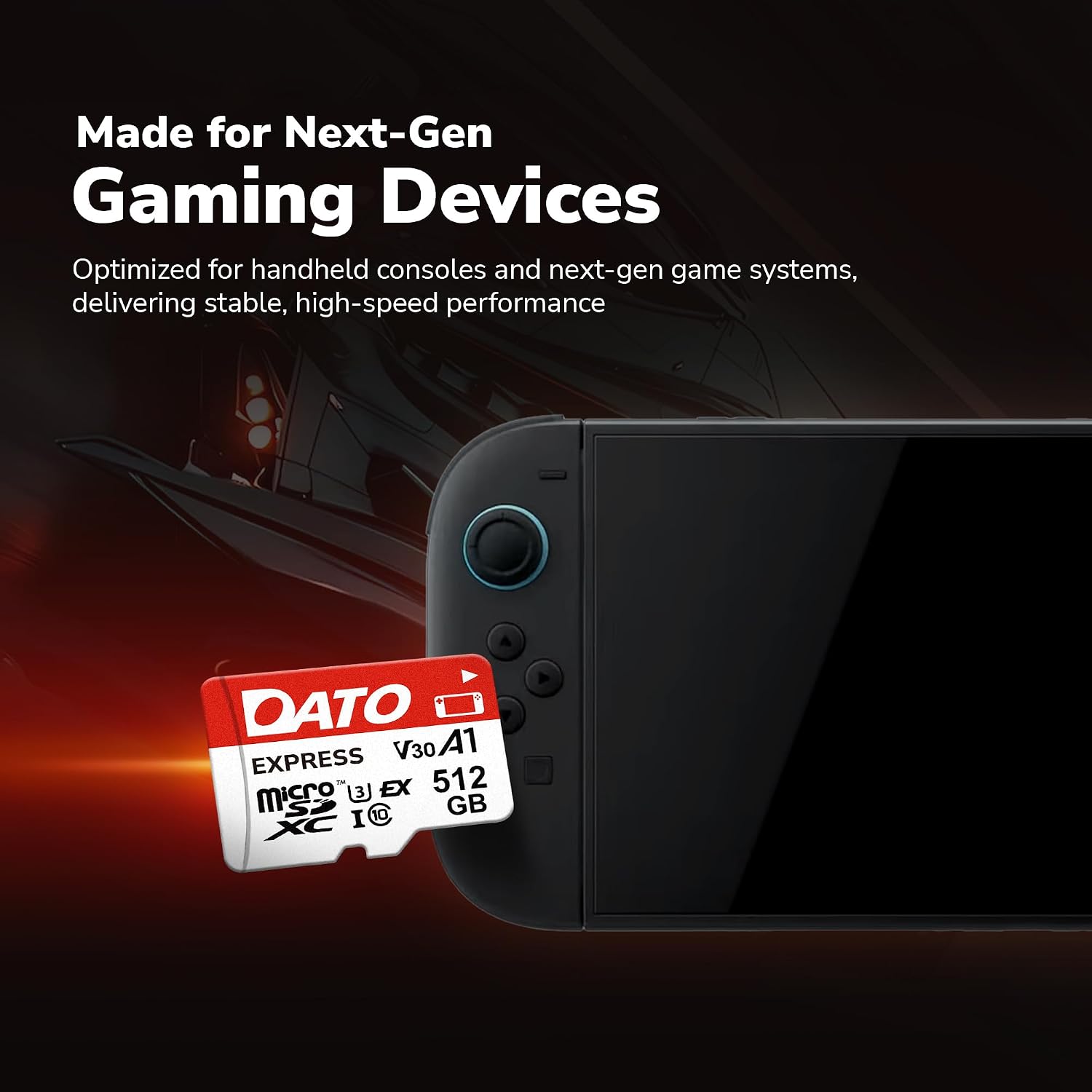 DATO Express 512GB microSDXCEX Memory Card PCIe Gen3x1 NVMe UHS-I C10 U3 V30 A1 4K8K UHD Up to 800/700 MB/s Compatible with Gen Gaming Consoles Switch 2 Action Cameras Drones 360° Cameras