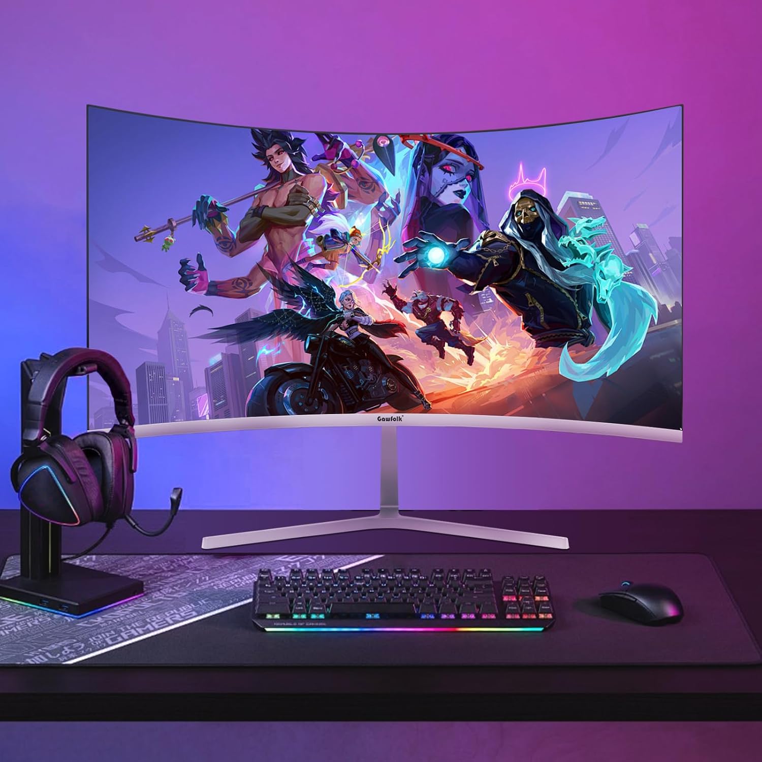 Gawfolk 27 Inch PC Computer Screen,1800R Curved Gaming 280Hz Monitors, FHD 1080p 1ms, Freesync, 98% sRGB,178 ° Angle View HDMI2.0、DisplayPort, Compatible with Wall-Mounted 100 * 100MM-White