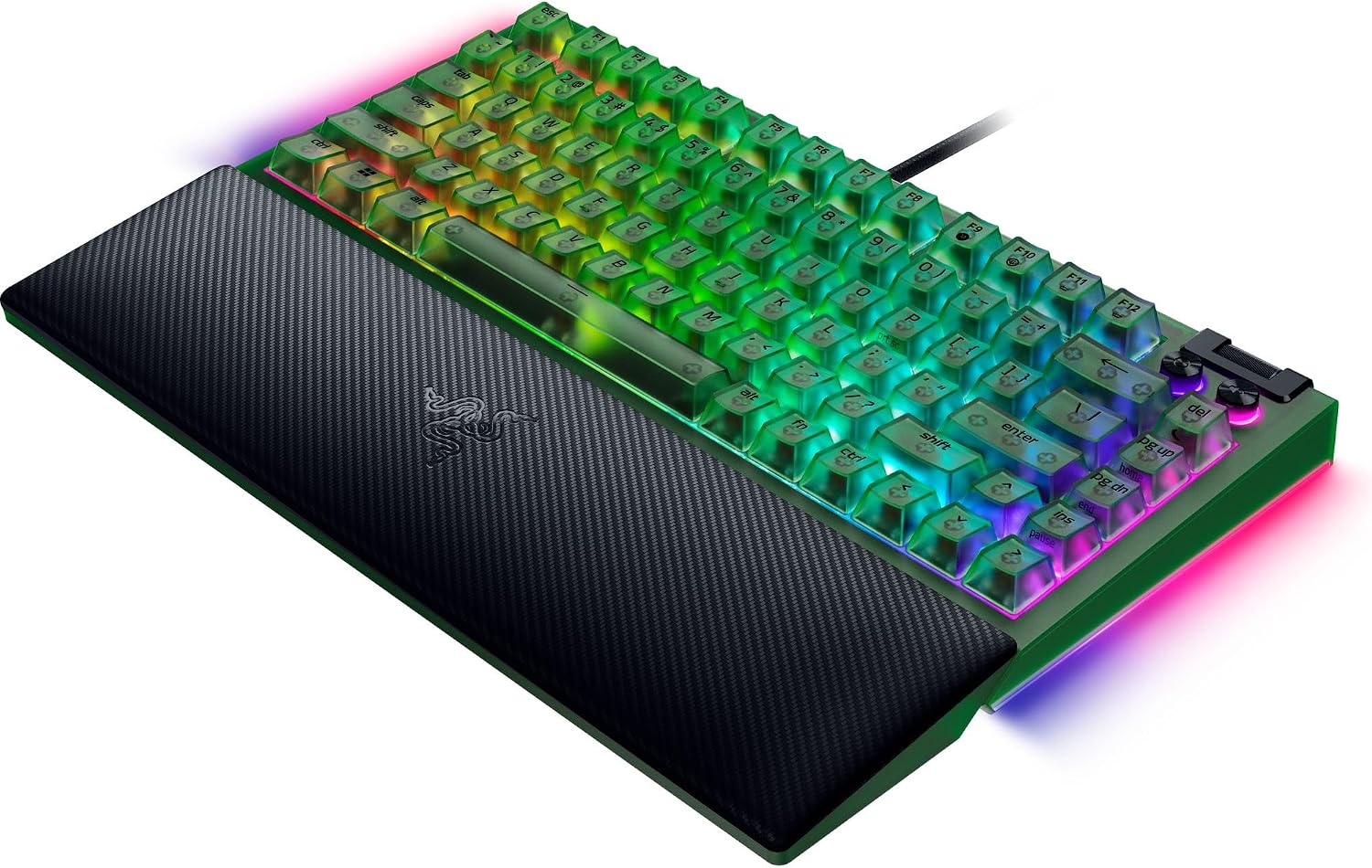 Razer BlackWidow V4 75% Mechanical Gaming Keyboard: Hot-Swappable Design - Compact & Durable - Orange Tactile Switches - Chroma RGB - MF Roller & Media Keys - Comfortable Wrist Rest - Phantom Green