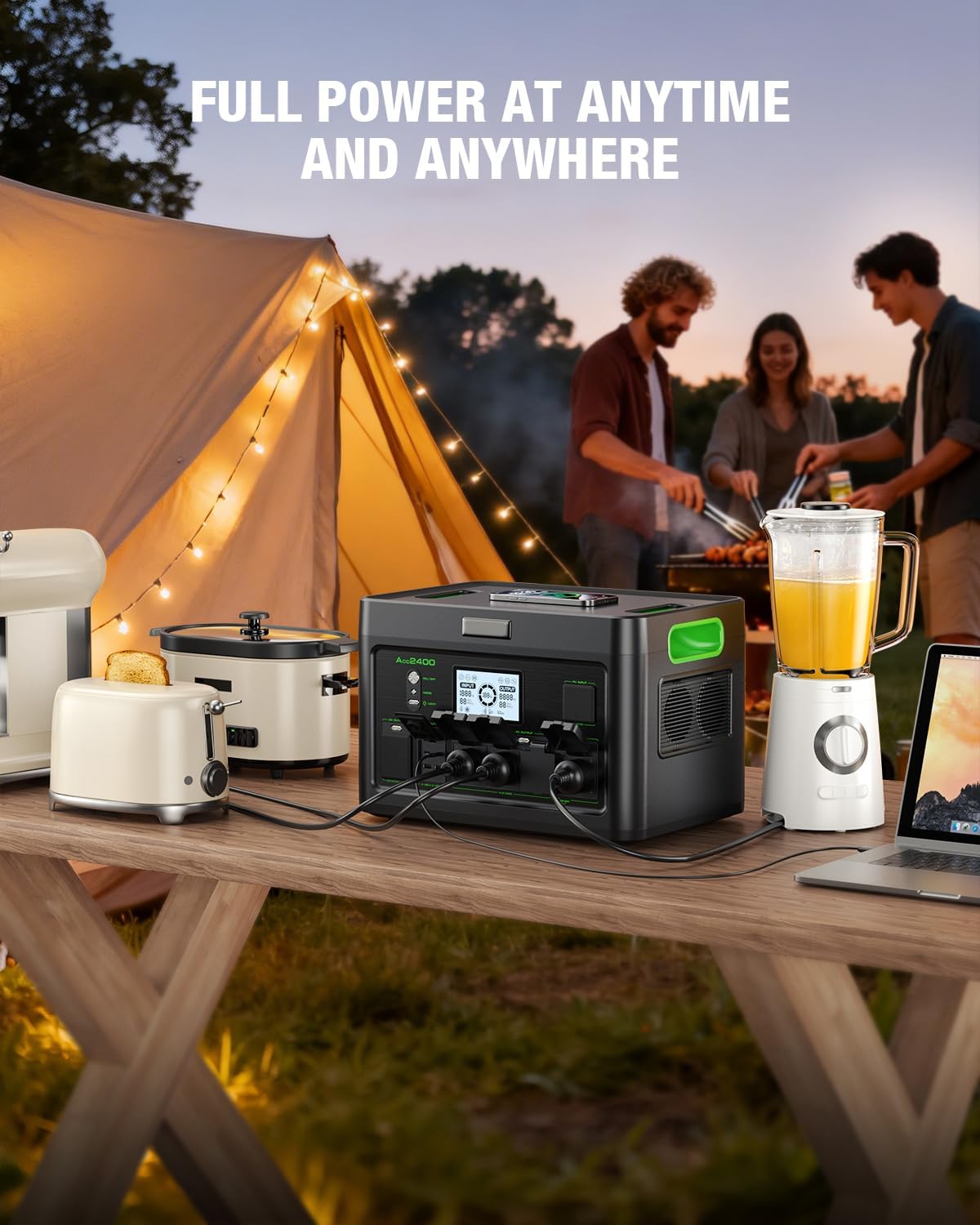 2400W Solar Generator Portable Power Station, LiFePO4 1843.2Wh Home Battery Backup, Total 12 Outlets(2400W AC Outlets,4800W Peak), Type-C PD100W, 2Hours Quick Charge, RV Trip,Camping,Home Emergency