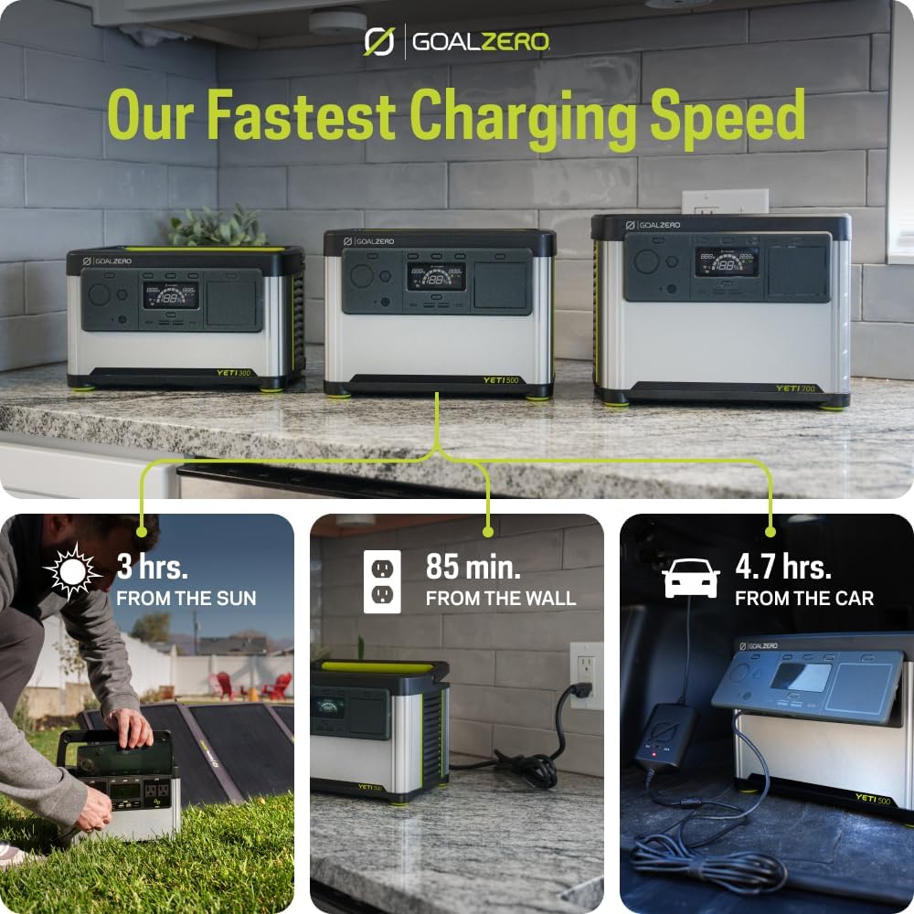 Goal Zero Yeti Portable Power Station, Yeti 500, 499 Watt Hour LiFePO4 Battery, Water resistant & Dustproof Solar Generator For Outdoors, Camping, Tailgating, & Home, Clean Renewable Off-Grid Power