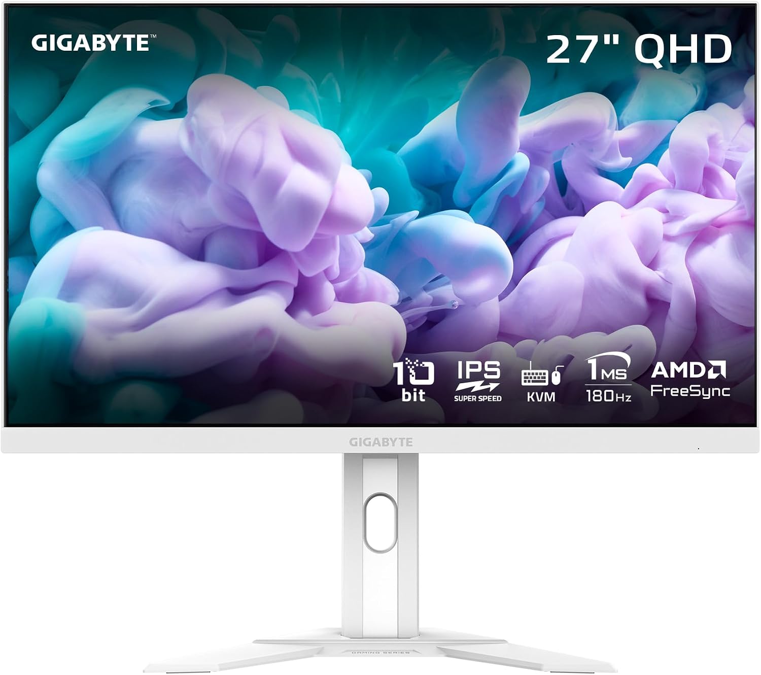 GIGABYTE - M27Q Advanced ICE (SA) - 27' SS IPS Gaming Monitor - QHD 2560x1440-180Hz - 1ms MPRT - AMD FreeSync - Type C KVM - HDMI, DP, Type C - Height Adjustable - White