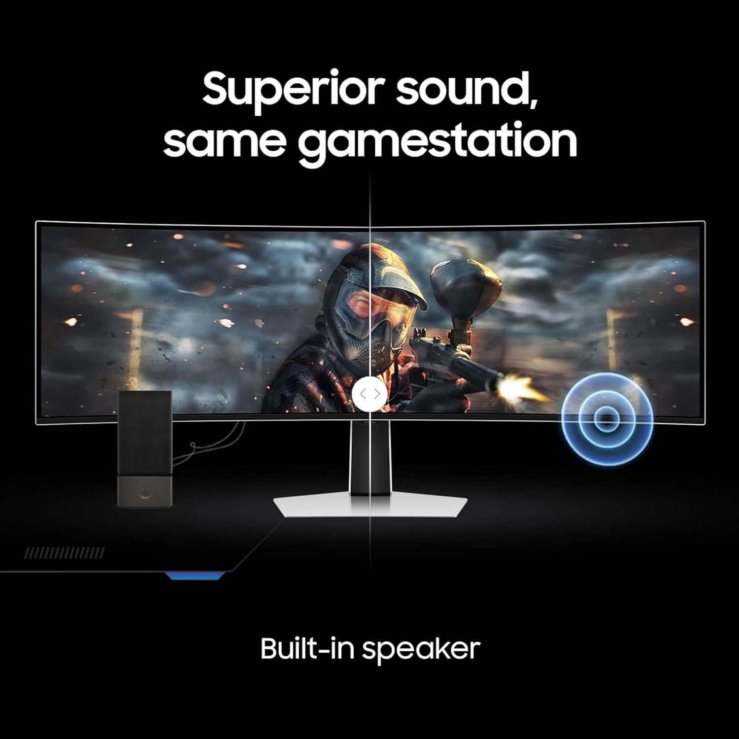 Samsung 49' Odyssey G93SC Series Curved Gaming Monitor, QD-OLED, 240Hz, 0.03ms, DQHD, G-Sync Compatible, FreeSync Premium Pro, Adjustable Stand