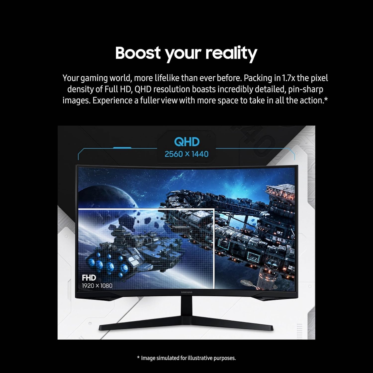 Samsung 27' Odyssey G5 QHD(2560x1440) 165Hz 1ms Curved Gaming Monitor | 1000R Curve, AMD FreeSync, HDR10, Eye Saver Mode,W/Hdmi