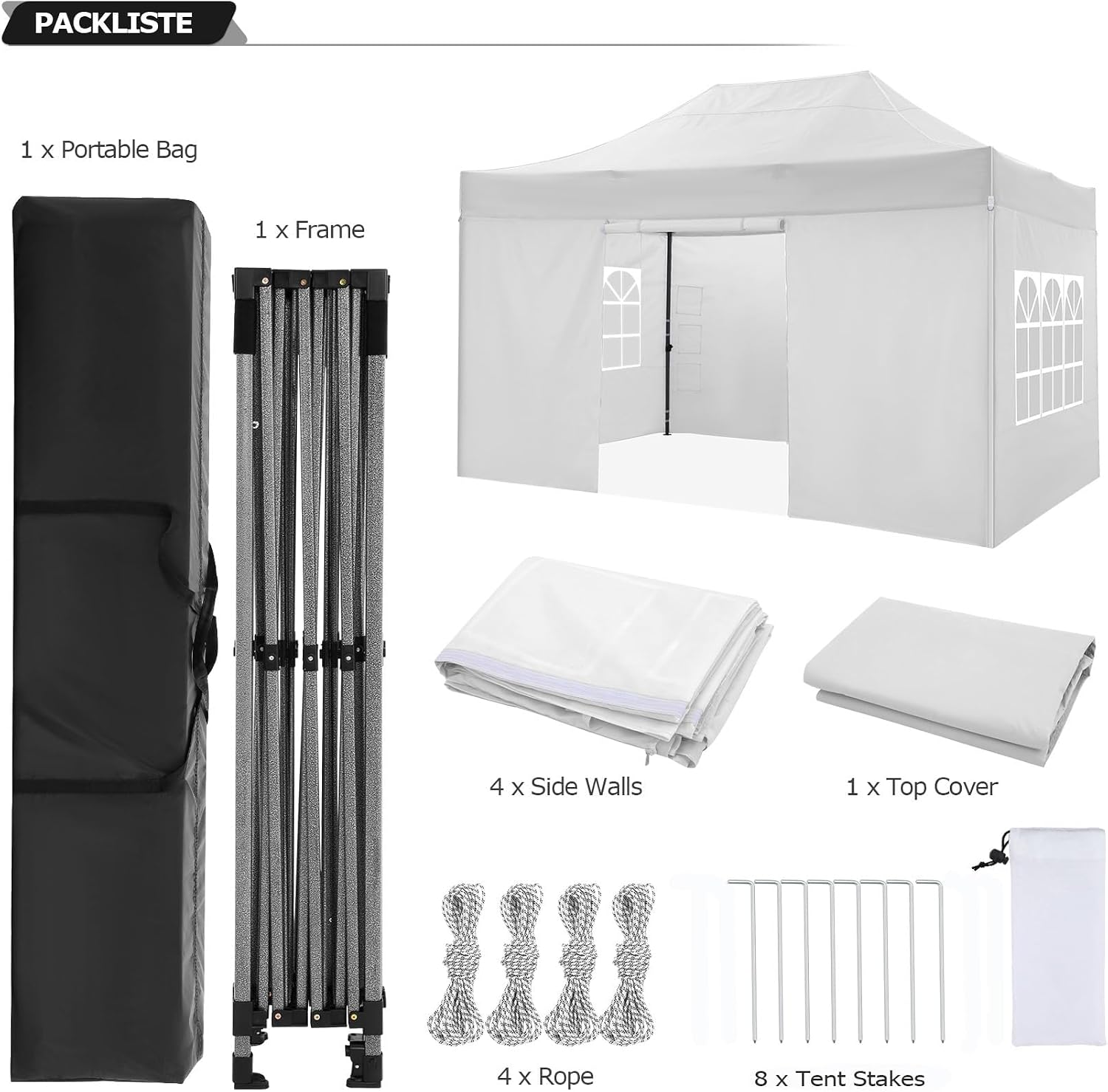 COBIZI 10x15 Pop up Canopy Tent 10x15 Canopy with 4 Sidewalls Waterproof Heavy Duty Commercial for Parties Outdoor Garden Gazebo Tent, Carry Bag(10x15ft, White)