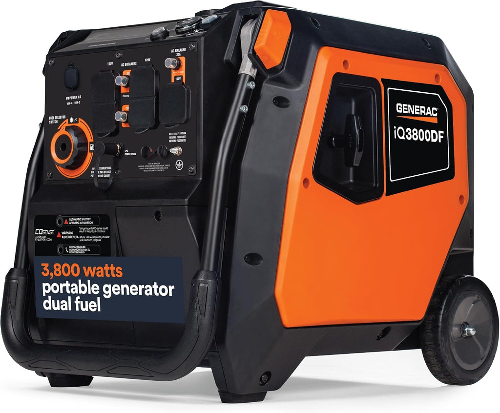 Generac 3,800-Watt Dual-Fuel Portable Inverter Generator - Gas and Propane Compatible - Quiet Operation - Clean, Stable Power - Great for Home Backup, Camping, and RV Use