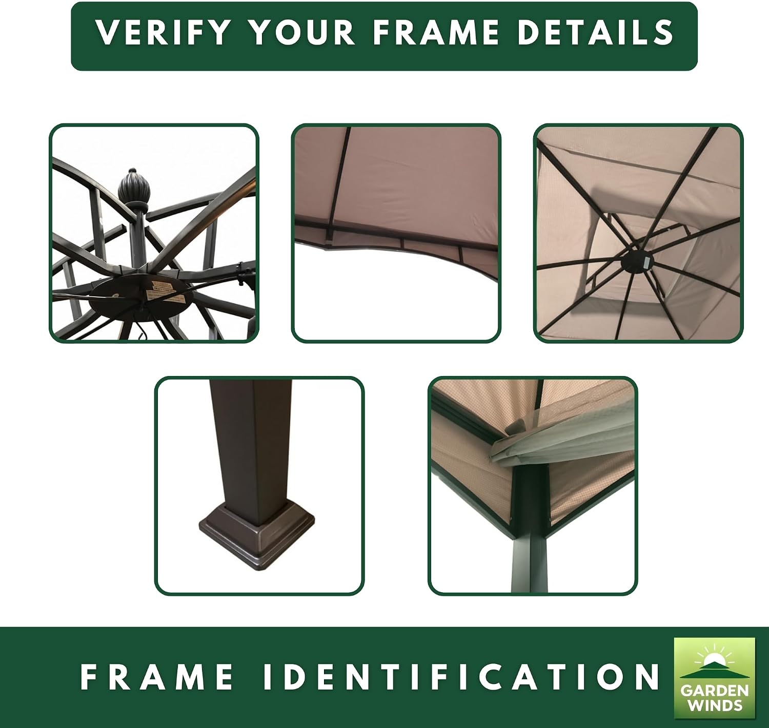 Garden Winds Heavy Duty Reinforced RipLock 500 Replacement Canopy Top Cover Compatible with Allen Roth 10' x 12' Gazebo Models GF-12S004B, TPGAZ17-002 - Beige