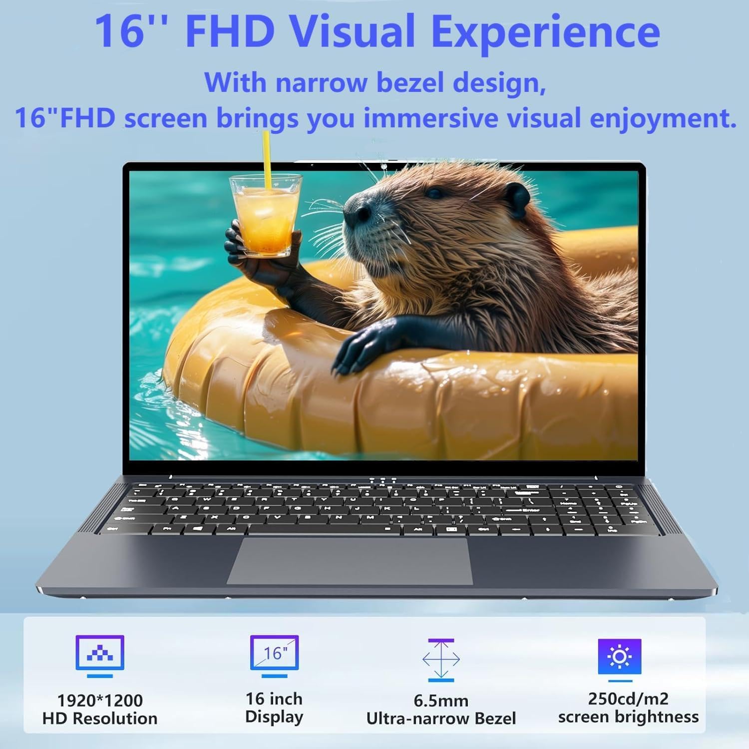 KUMNOSAL Laptop, 16 Inch Laptop Computer i5 (Up to 3.6GHz) for 16GB RAM 512GB SSD, FHD 1920 * 1200p, UHD Graphics 617,180° Opening, Backlit Keyboard with Numeric Keypad Lap Top for Business Student
