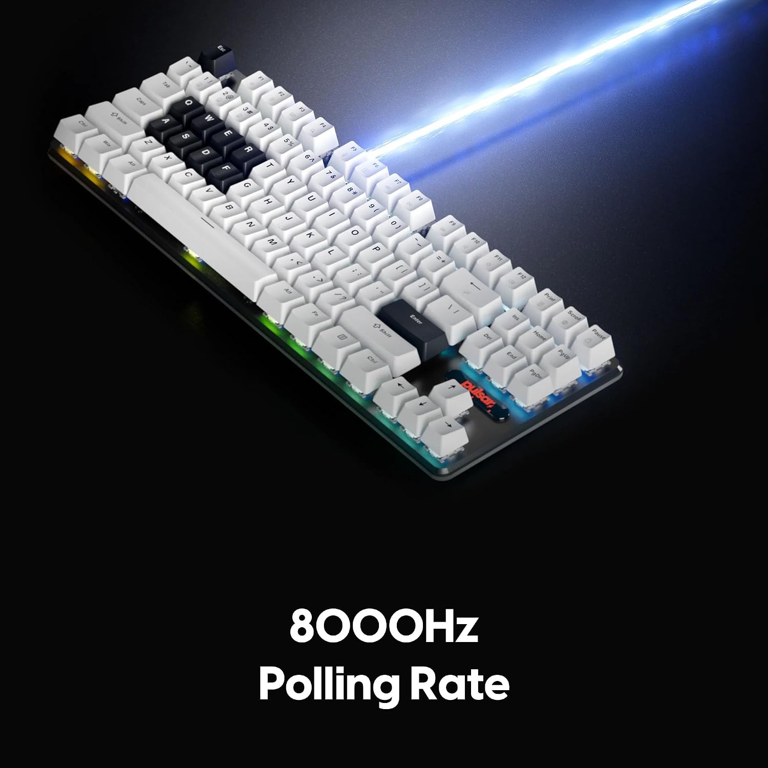 Pulsar PCMK 2 HE TKL Hall Effect Magnetic Gaming Keyboard, Rapid Trigger, Adjustable Actuation Magnetic Switch, 8k Polling, Ultra-Low Latency, RGB Lighting, Hot-Swap, Double Shot PBT Keycaps (White)