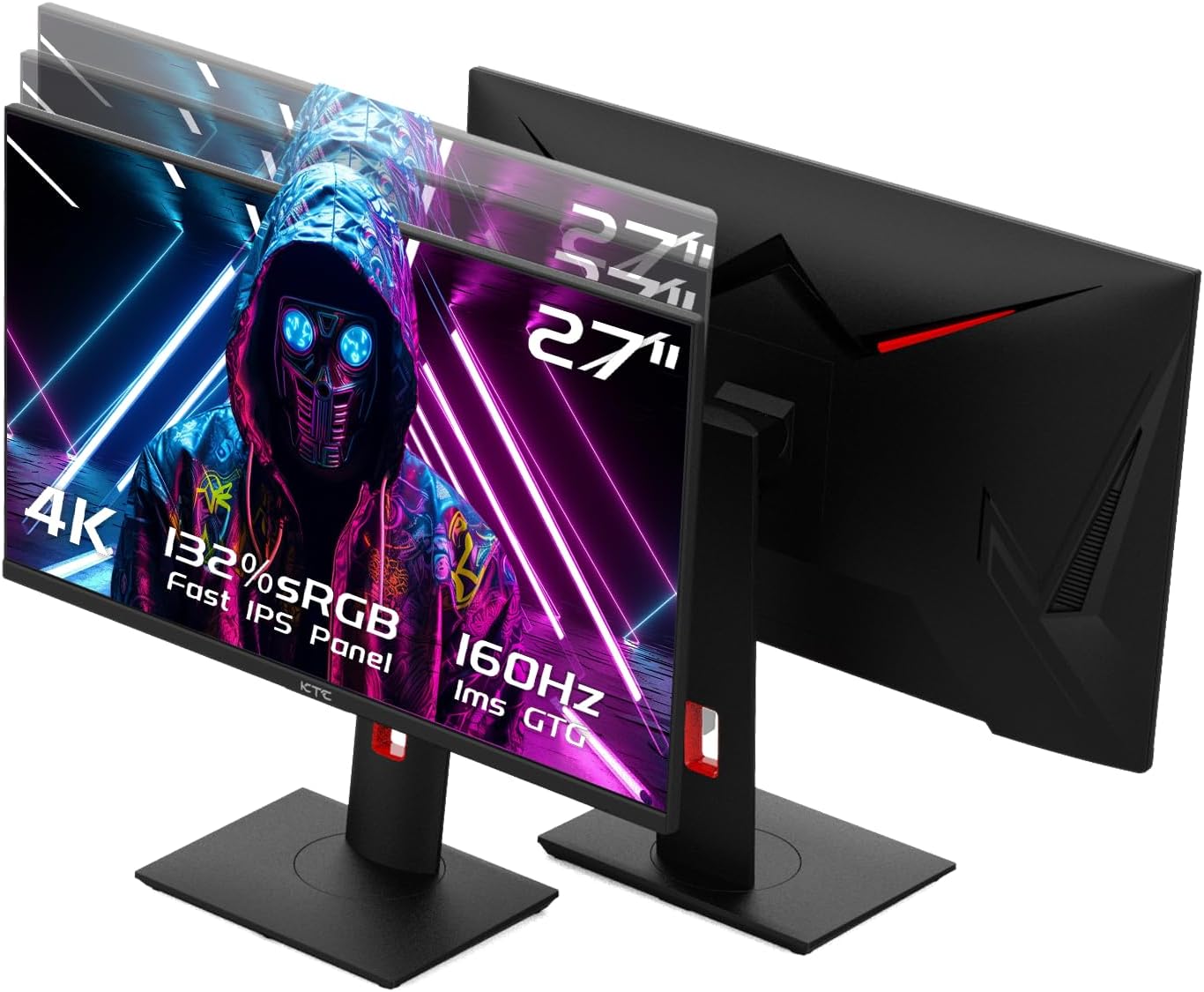 KTC 27' 4K UHD 144Hz Gaming Monitor - Fast IPS Panel 160Hz 1ms GTG, HDR400 132% sRGB, HDMI2.1/DP1.4, VESA Mount, Height/Tilt/Pivot/Swivel Stand, Vertical Monitor Ideal for Gamers, Designers