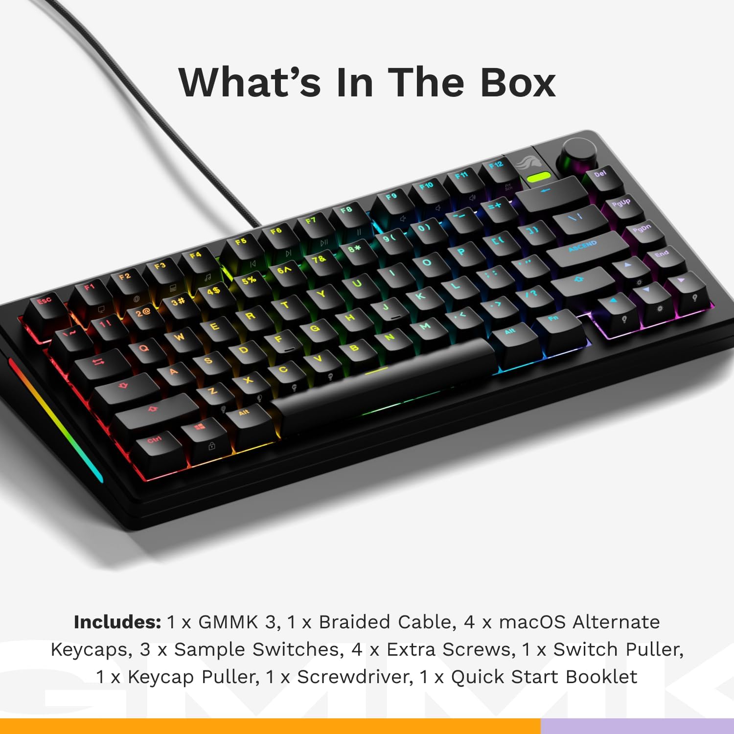 Glorious Gaming - GMMK 3 Custom Mechanical Gaming Keyboard with Knob, 75% Tenkeyless Keyboard, Modular Gasket System, Doubleshot PBT Keycaps, Aluminum Switch Plate, Hotswappable Switches, ANSI (Black)