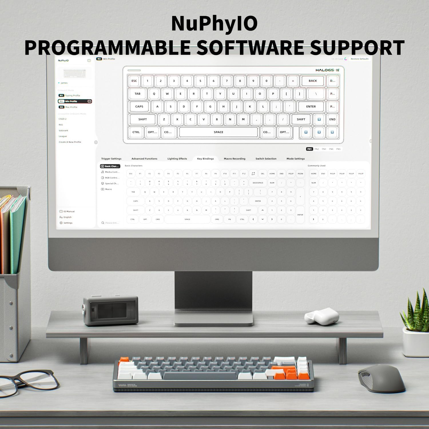 nuphy Halo65 HE Rapid Trigger Gaming Keyboard, 65% Layout 67 Keys Wired Magnetic Switches Keyboard, Hall Effect Keyboard, Hyper-Fast Adjustable Actuation, RGB Hot-swappable, 8K Hz Polling Rate