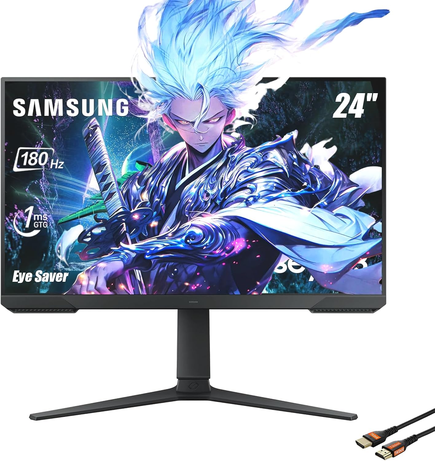 Samsung 24-Inch Monitor |Odyssey Gaming Series | FHD 1ms 180Hz | AMD FreeSync | Eye Saver Mode | Adjustable Stand | Black Equalizer | Virtual Aim Point | Flicker-Free